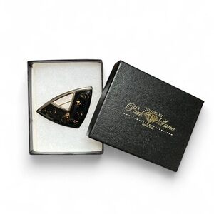 Black and Gold Resin Triangle Brooch